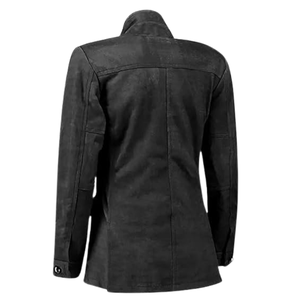 Vintage Black Suede Leather Coat