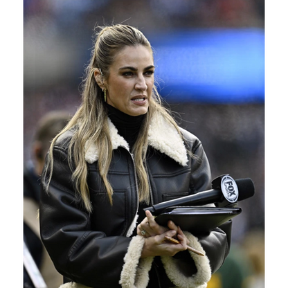 Erin Andrews Black Leather Shearling Jacket