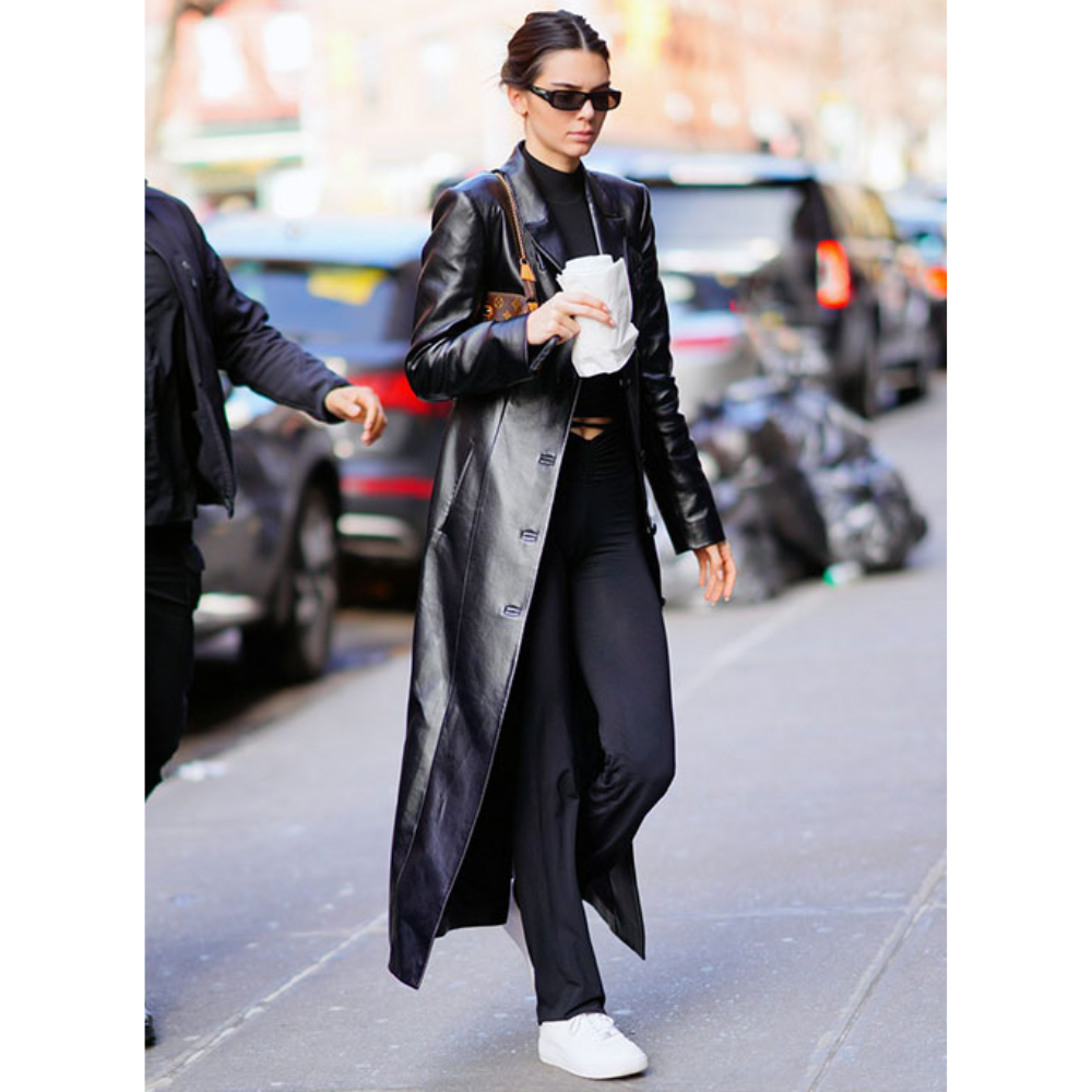 Kendall Jenner Long Leather Coat