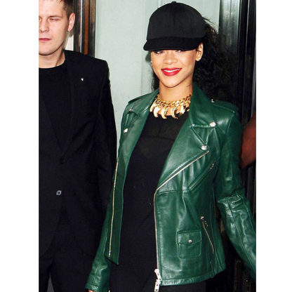 Elegant Green Rihanna Leather Jacket