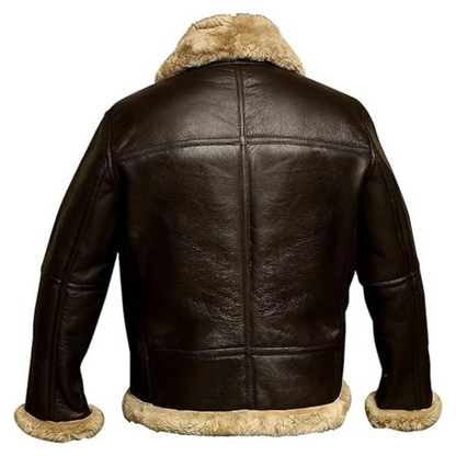 Brown Faux Fur Aviator Bomber Jacket