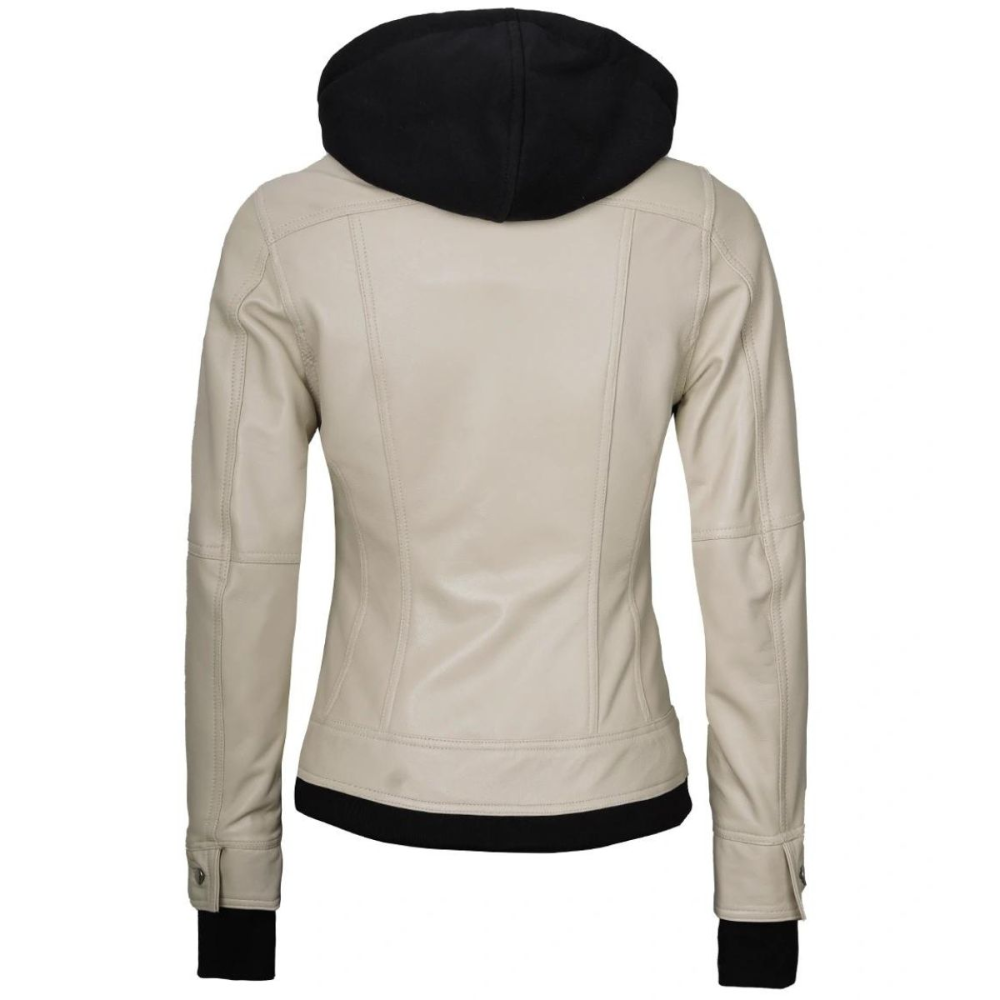 Beige Glimmer Bomber Hooded Jacket