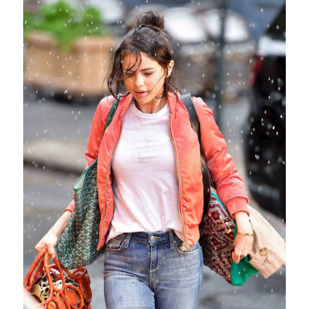 Selena Gomez A Rainy Day in New York Chan Bomber Jacket