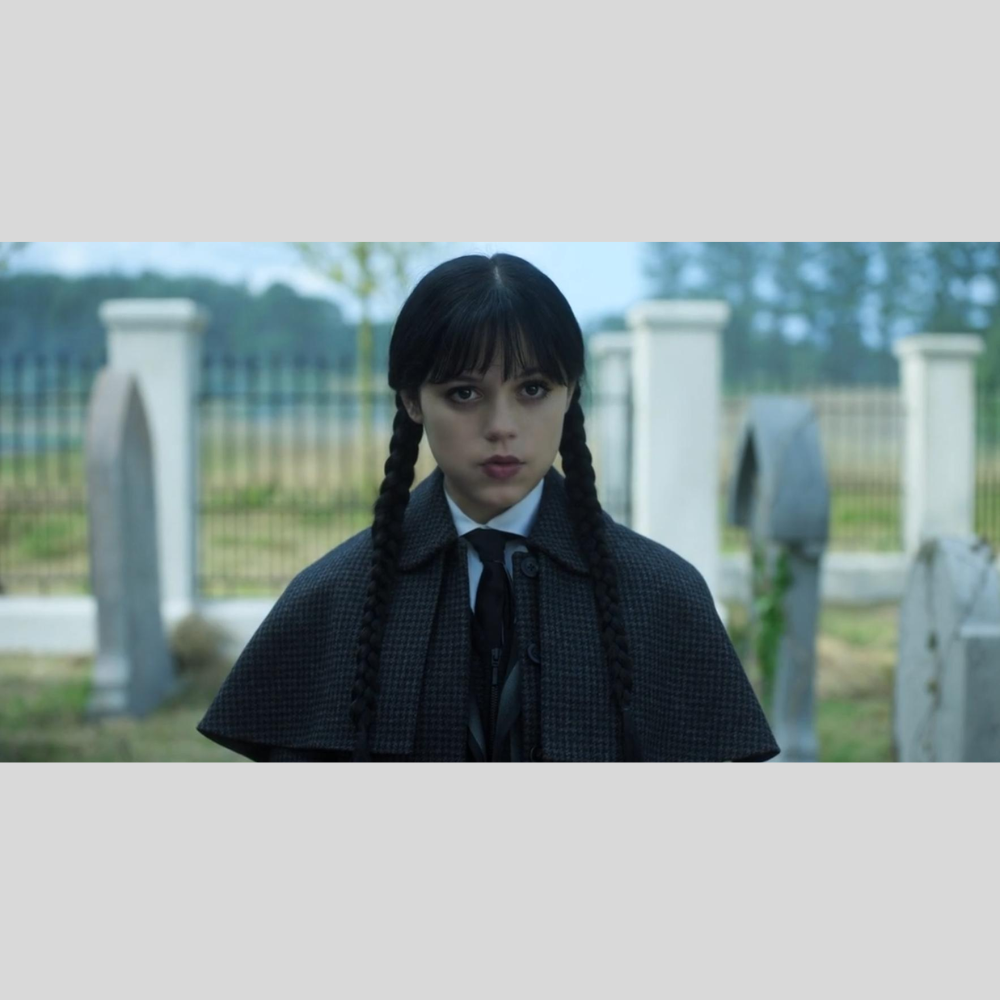 Jenna Ortega Wednesday Dark Grey Wool Blend Coat