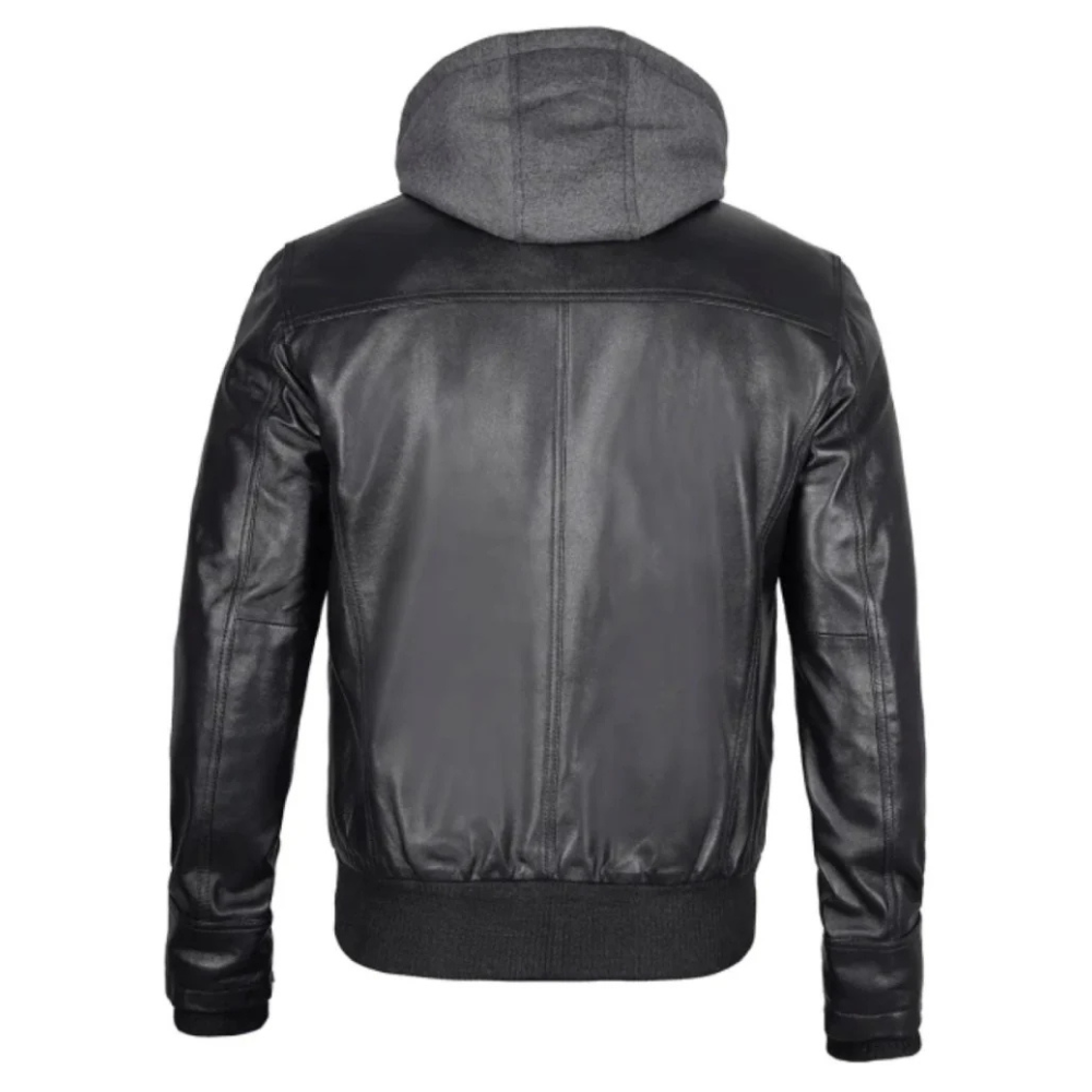 Rugged Black Hoodie Bomber