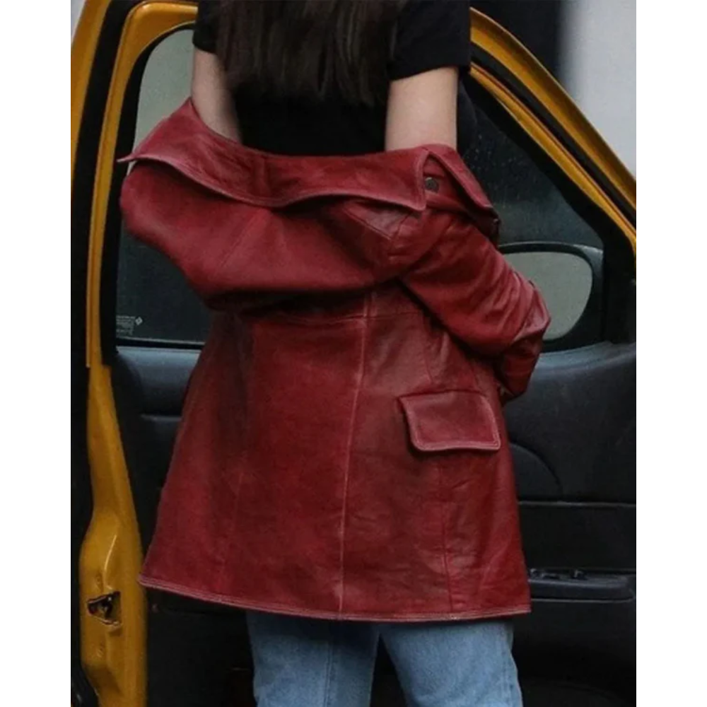 Dakota Johnson Madame Leather Web Coat