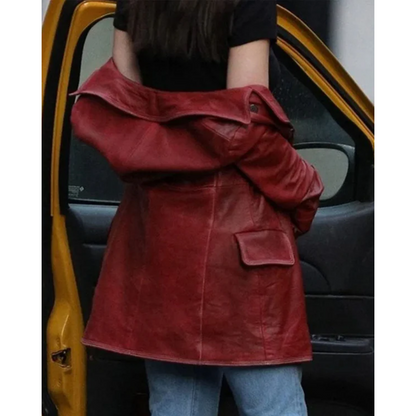 Dakota Johnson Madame Leather Web Coat