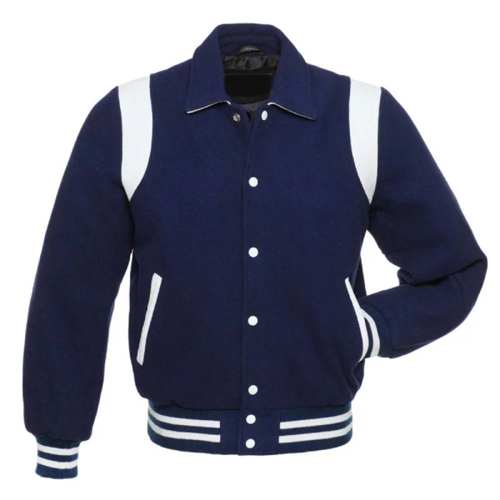 Navy White Leather Varsity Heritage