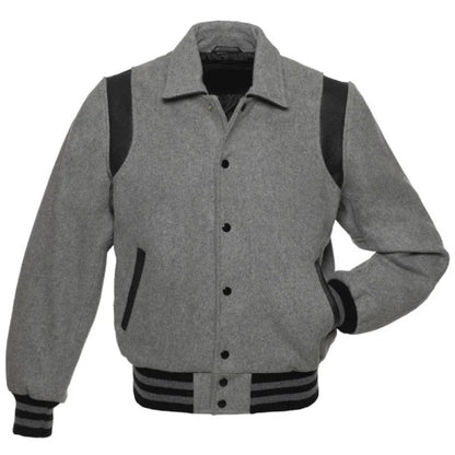 Grey & Black Leather Varsity Icon