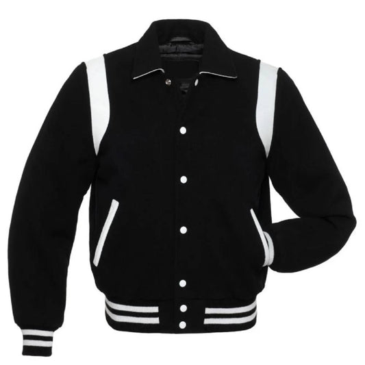 Classic Black & White Leather Varsity