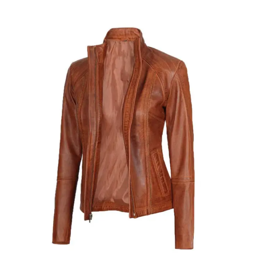 Acerra Brown Biker Jacket