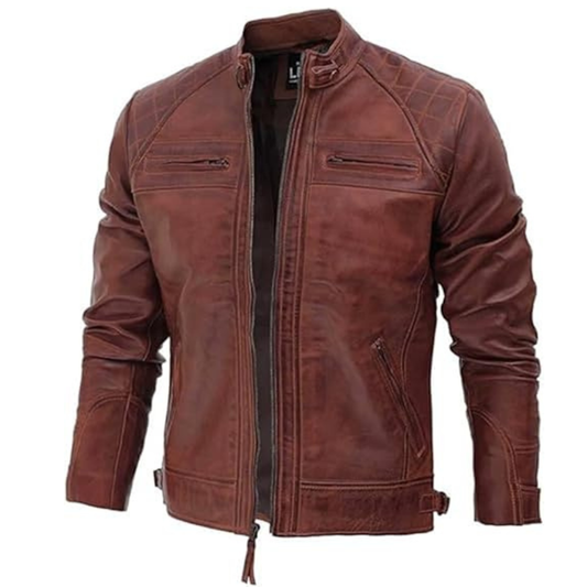 Ashen Brown Biker Jacket