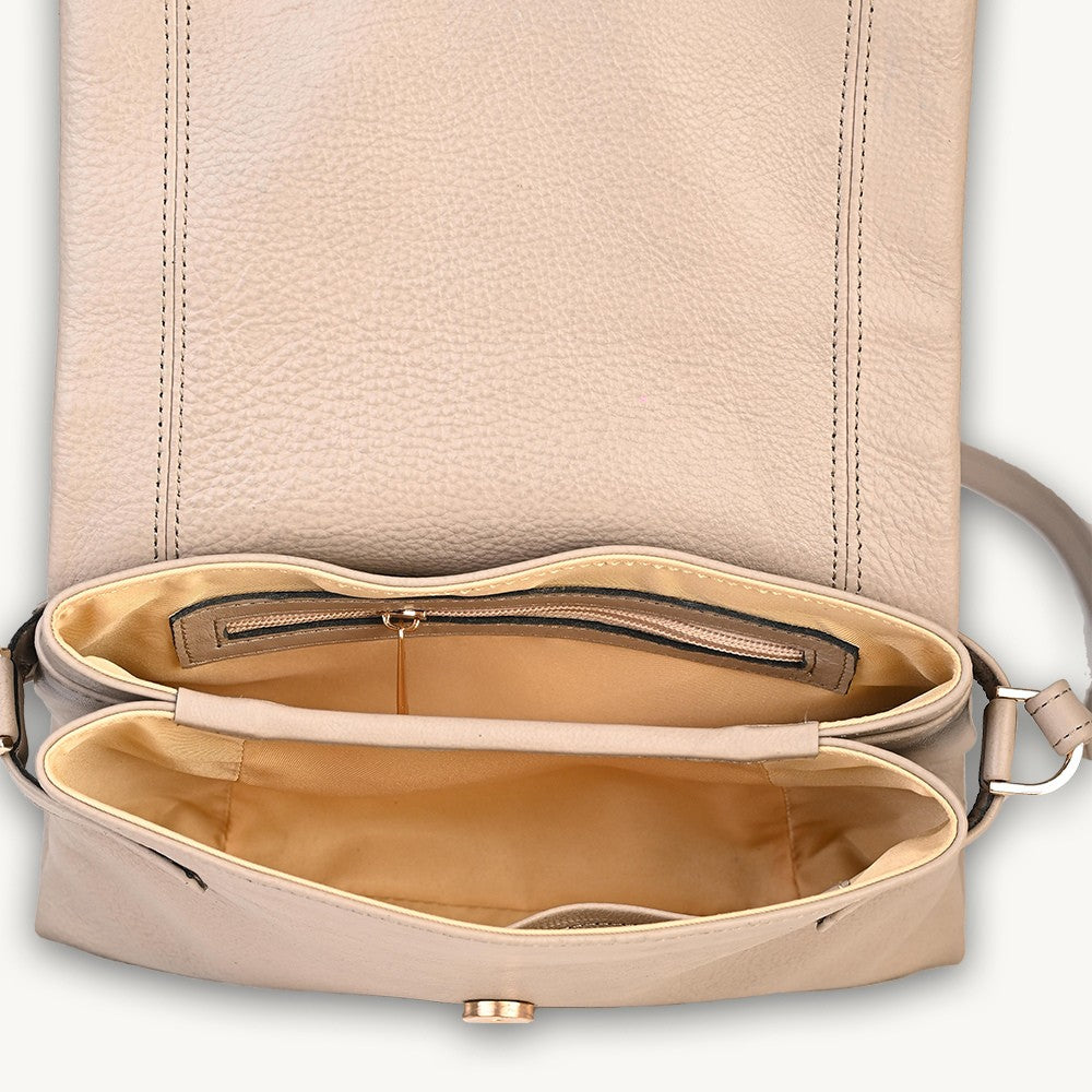 Beige City Flap Crossbody