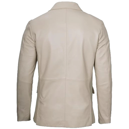 Beige casual classic blazer for men, lightweight and unlined jacket.