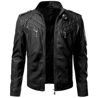 Black Lambskin Leather Biker Jacket