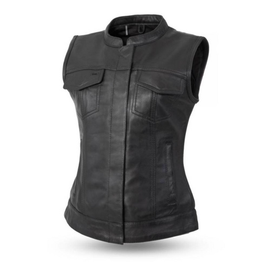 Black Allure Grit Leather Vest