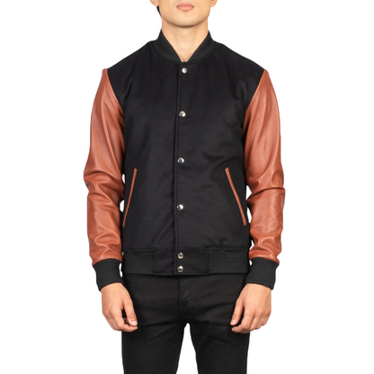 Black-&-Brown-Maverick-Varsity-Jacket