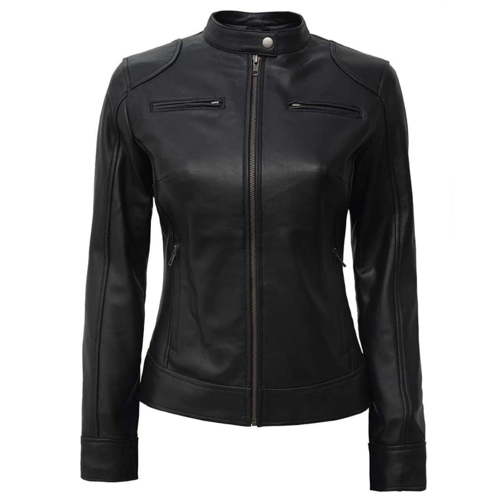 Black Cascade Biker Jacket