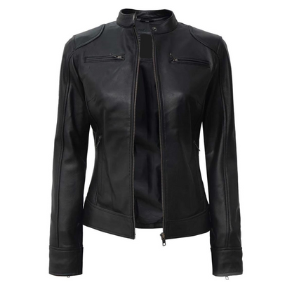 Black Cascade Biker Jacket