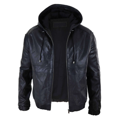 Black Casual Calibre Hooded Jacket