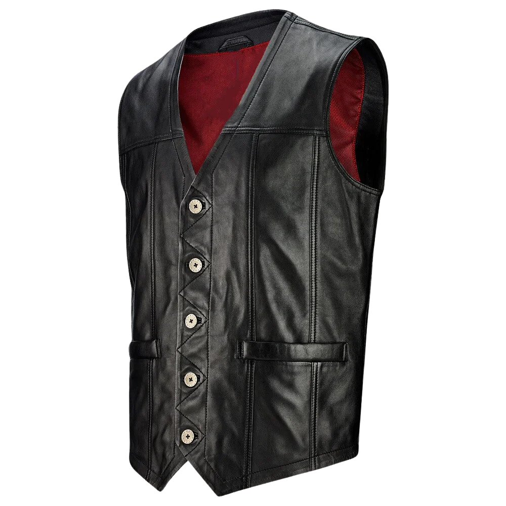 Black Classic Biker Vest