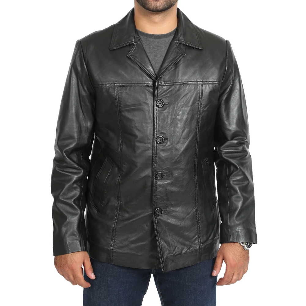 Black Continuum Leather Blazer