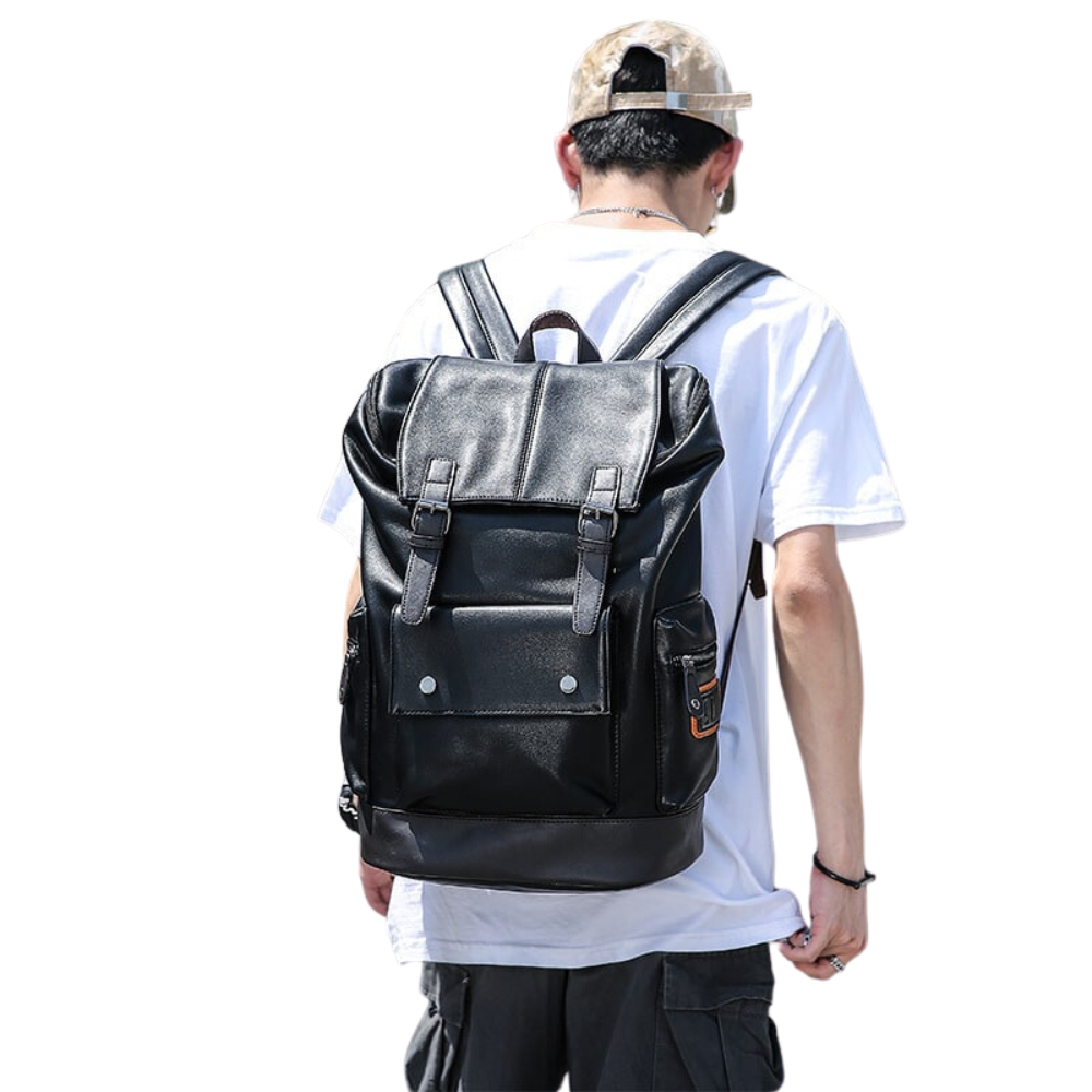Black Darwin Sphere Leather Backpack