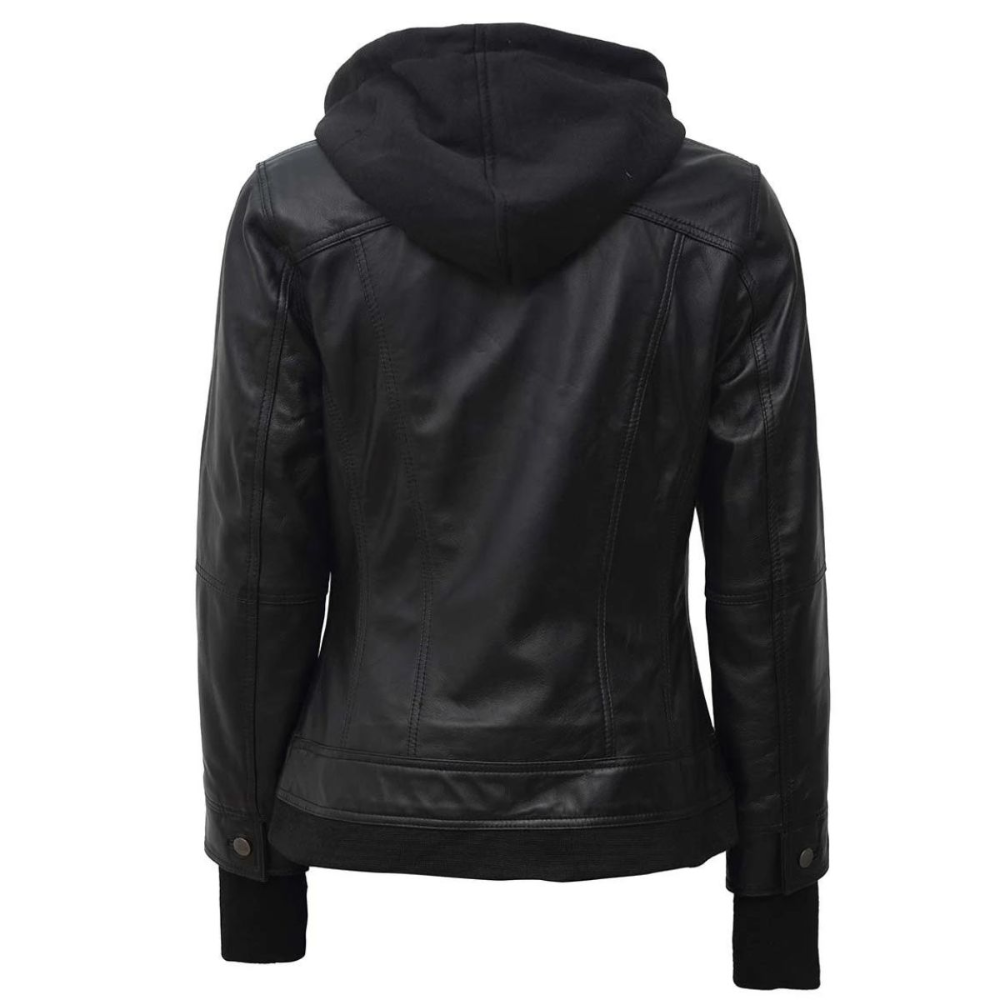 Black Fable Bomber Hooded Jacket