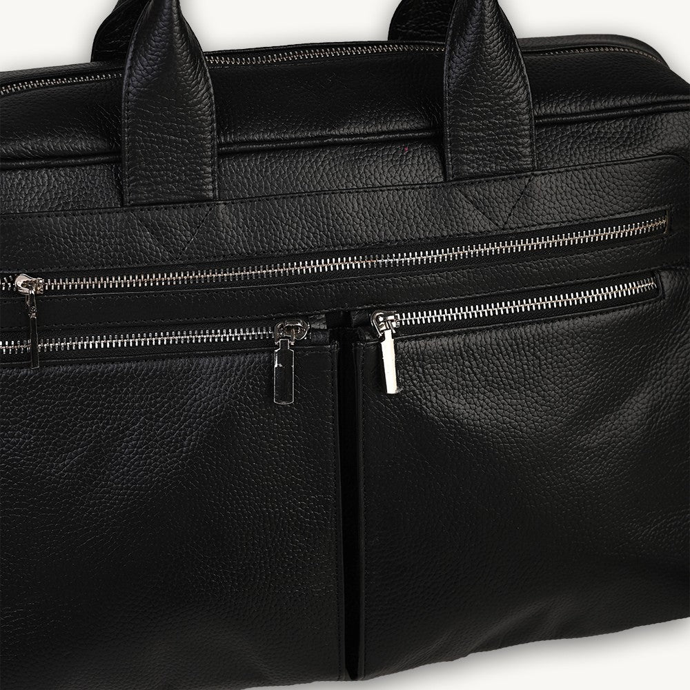 Black Invictus Leather Briefcase