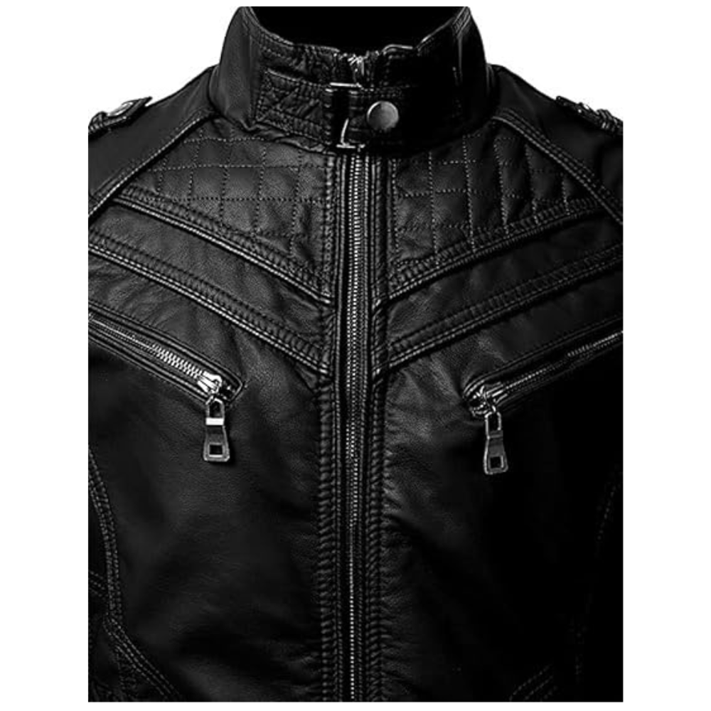 Black Lambskin Leather Biker Jacket