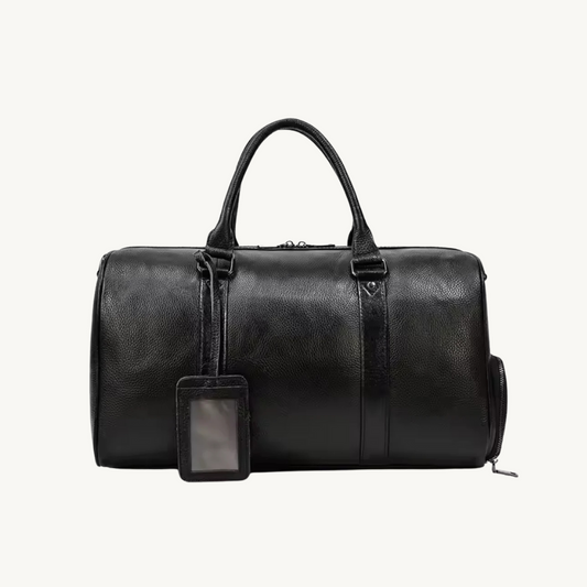 Black Regal Leather Duffle Bag
