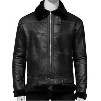 Black Stealth Ace Faux Shearling Jacket