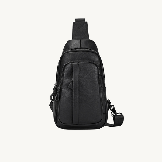 Black Surge Single Strap Sling Leather Cross Body Bag