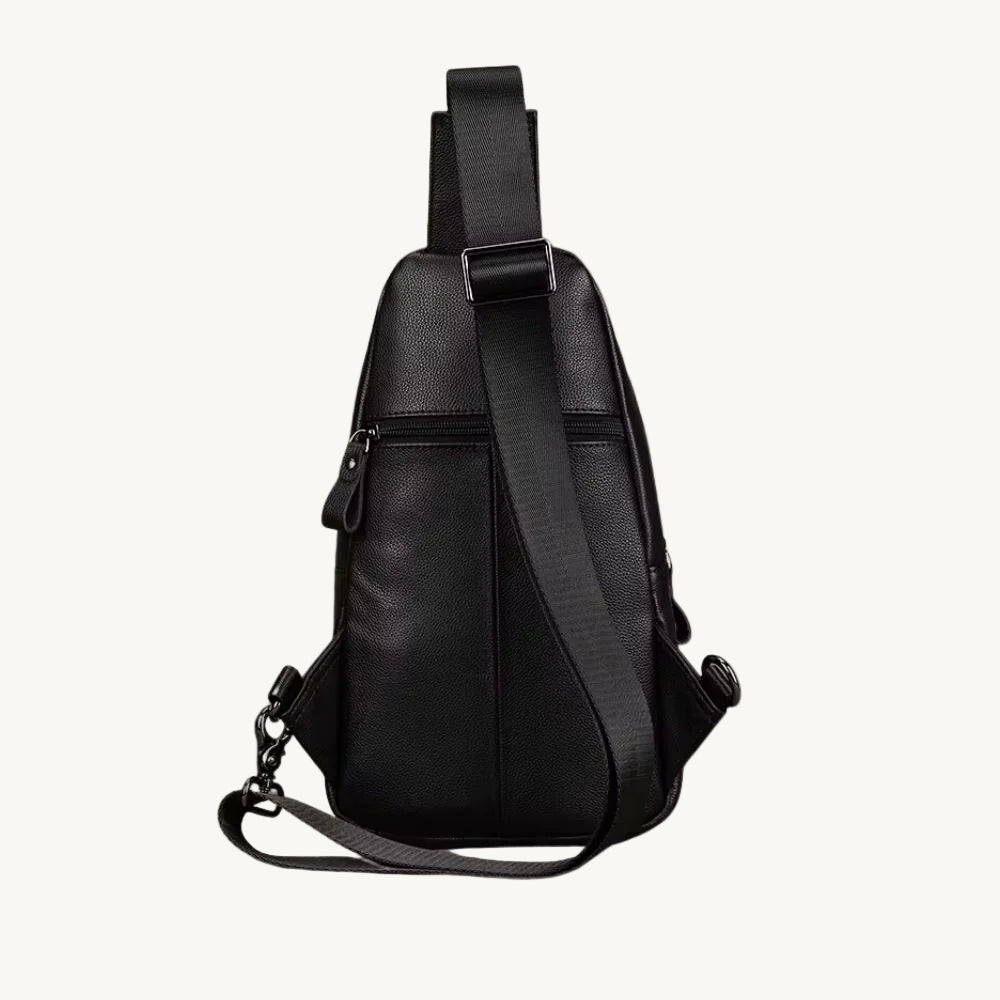 Black Surge Single Strap Sling Leather Cross Body Bag