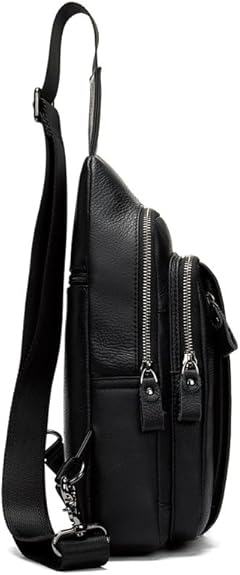 Black Surge Single Strap Sling Leather Cross Body Bag