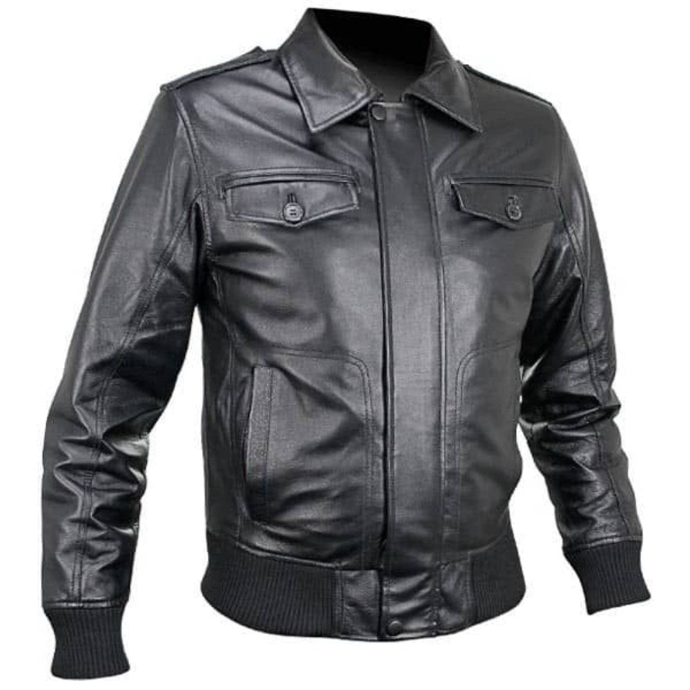 Black Timeless Traveler Bomber Jacket