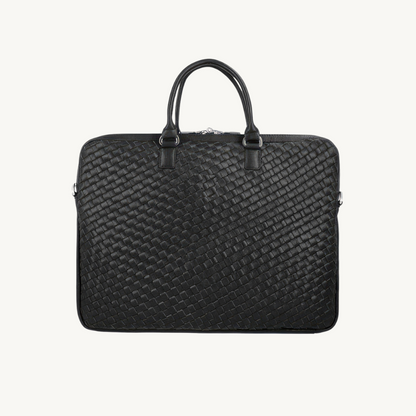 Black-Woven-Leather-Business-Bag
