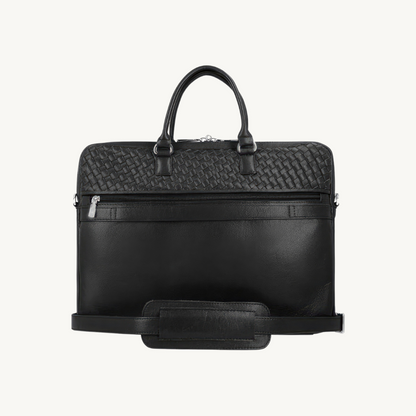 Black Woven Leather Business Bag