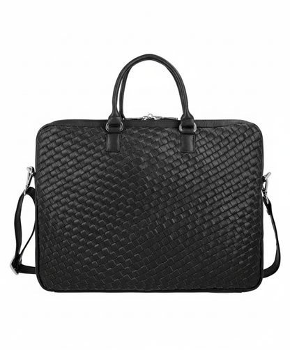 Black Woven Leather Business Bag