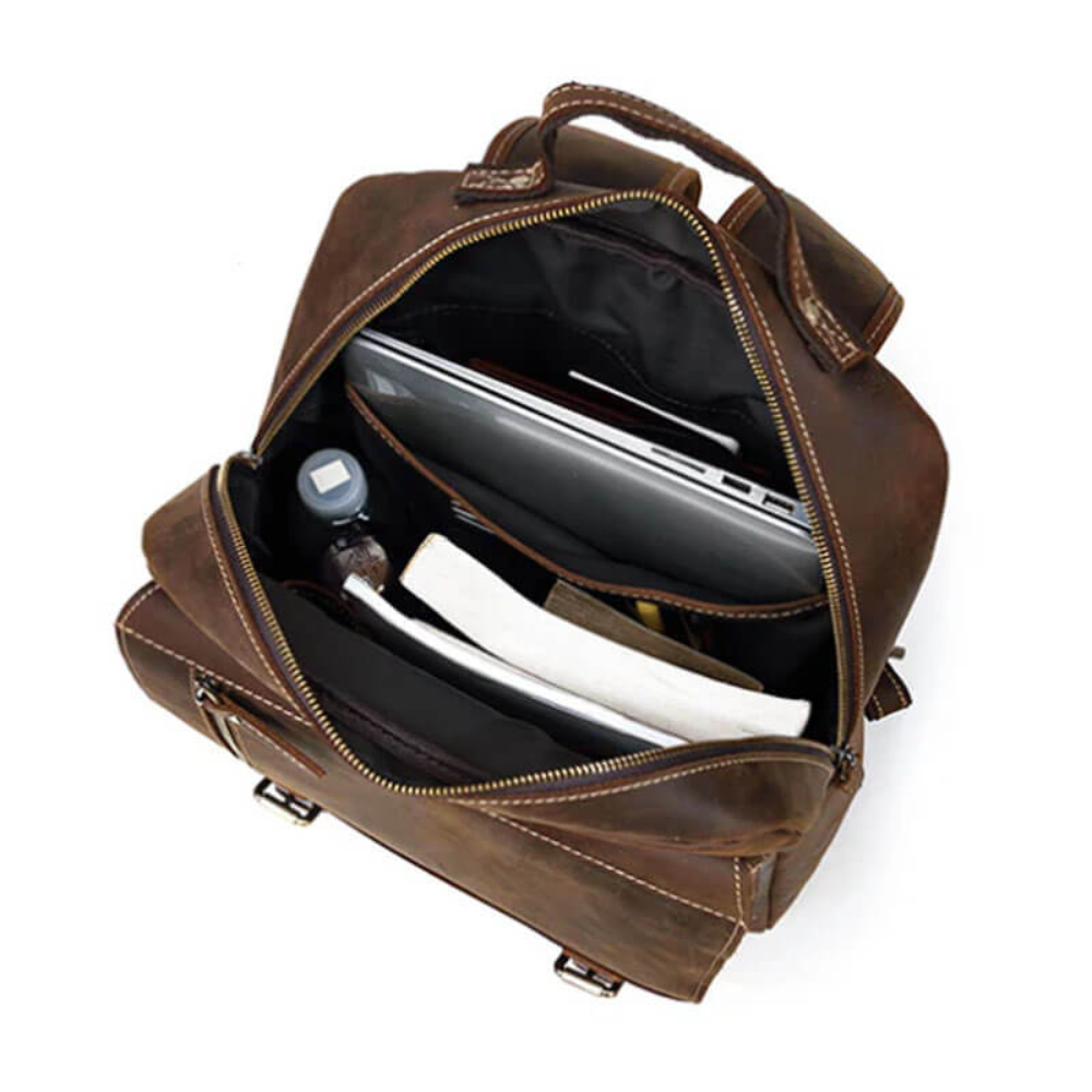 Brown Dapper Trek Leather Backpack