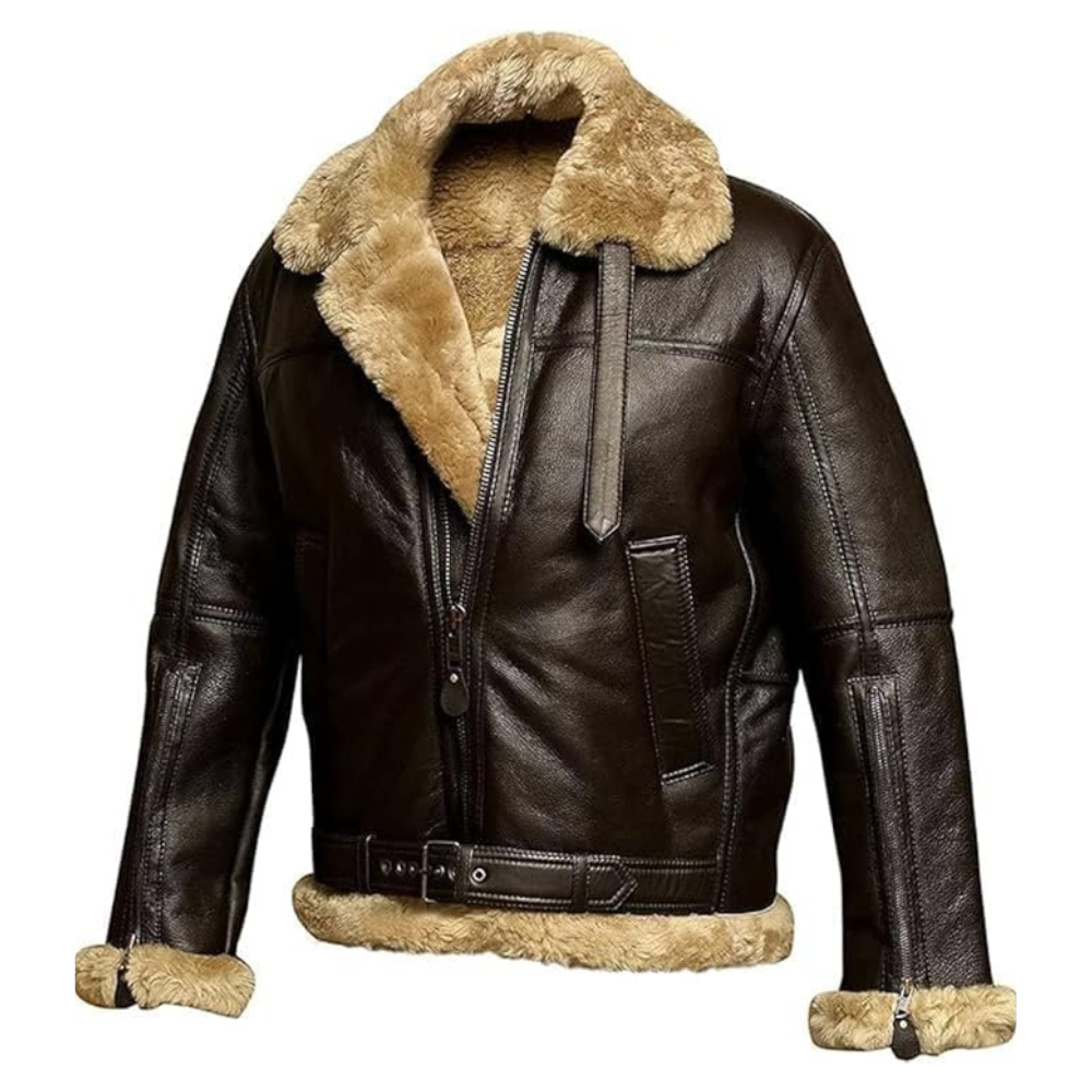 Brown Faux Fur Aviator Jacket