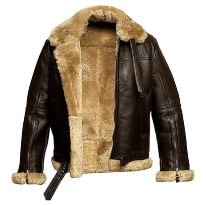Brown Faux Fur Aviator Jacket