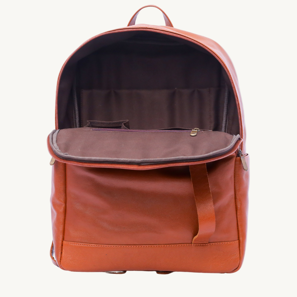 Brown Flex Leather Backpack