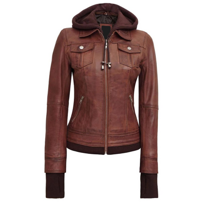 Brown Harmony Bomber Hooded Jacket