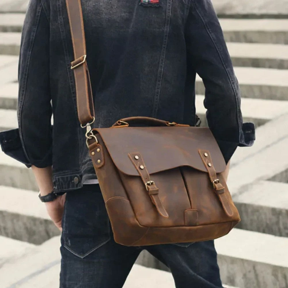 Brown Loop Leather Briefcase