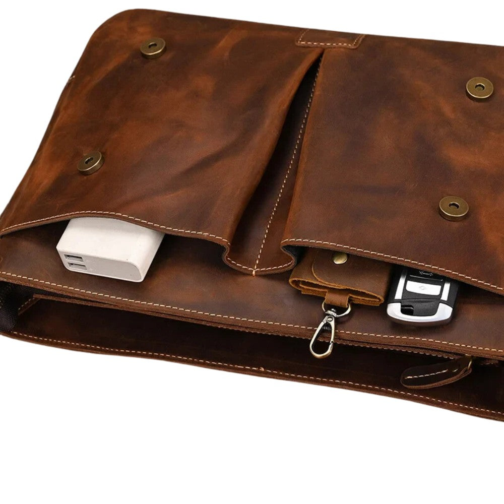 Brown Loop Leather Briefcase