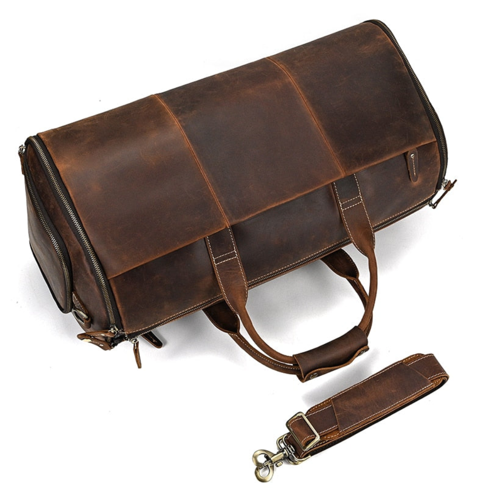 Brown Realm Leather Duffel Bag