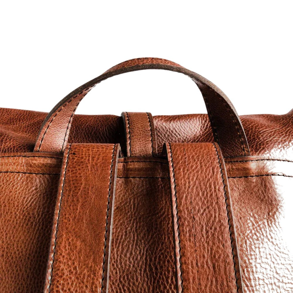 Brown Rolltop Leather Backpack