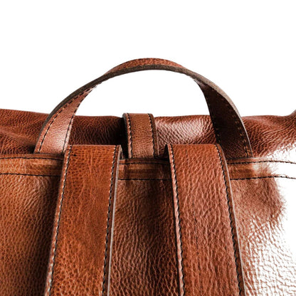 Brown Rolltop Leather Backpack
