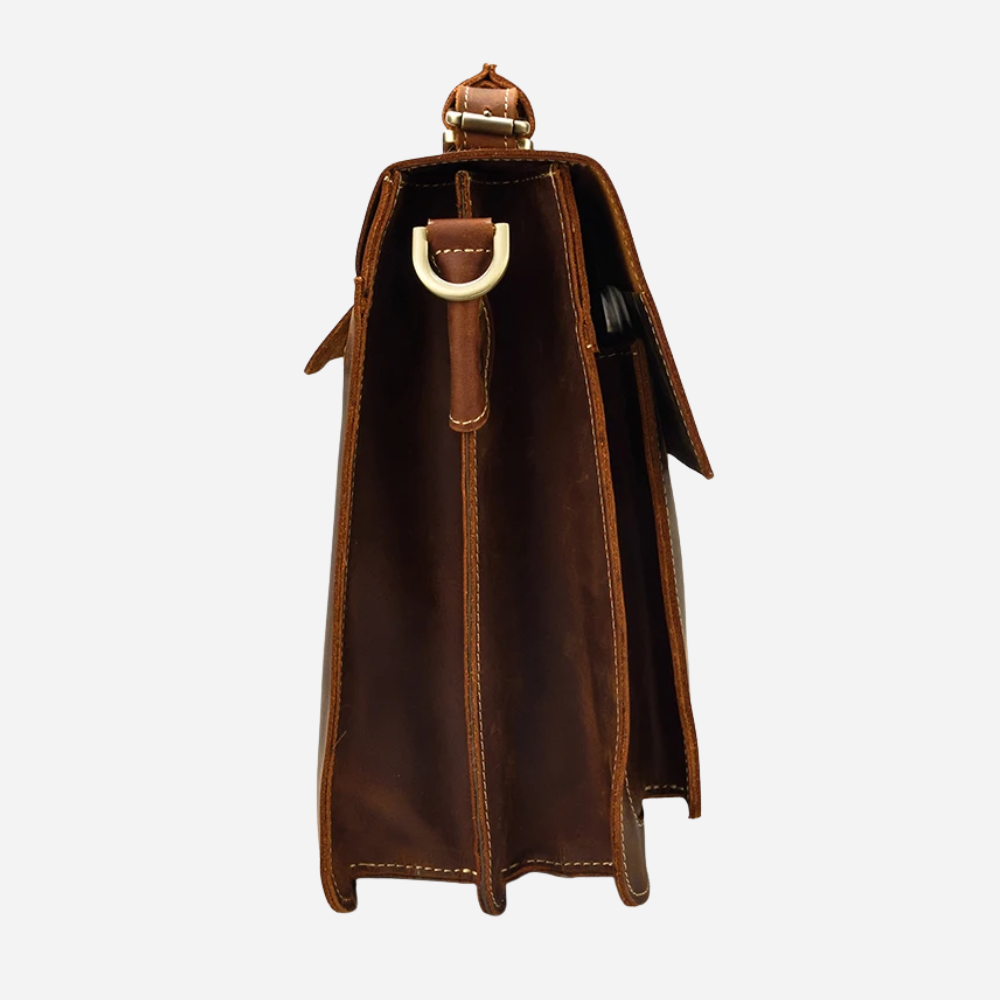 Brown Savvy Full-Grain Leather Briefcase Bag